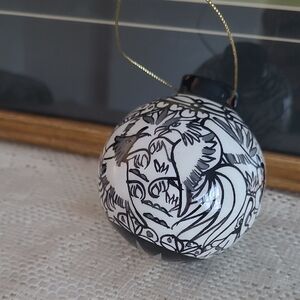 Black & White Handpainted Ornament